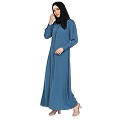 A-line abaya with potli buttons on front panel - French blue A-line abaya with potli buttons on front panel - French blue